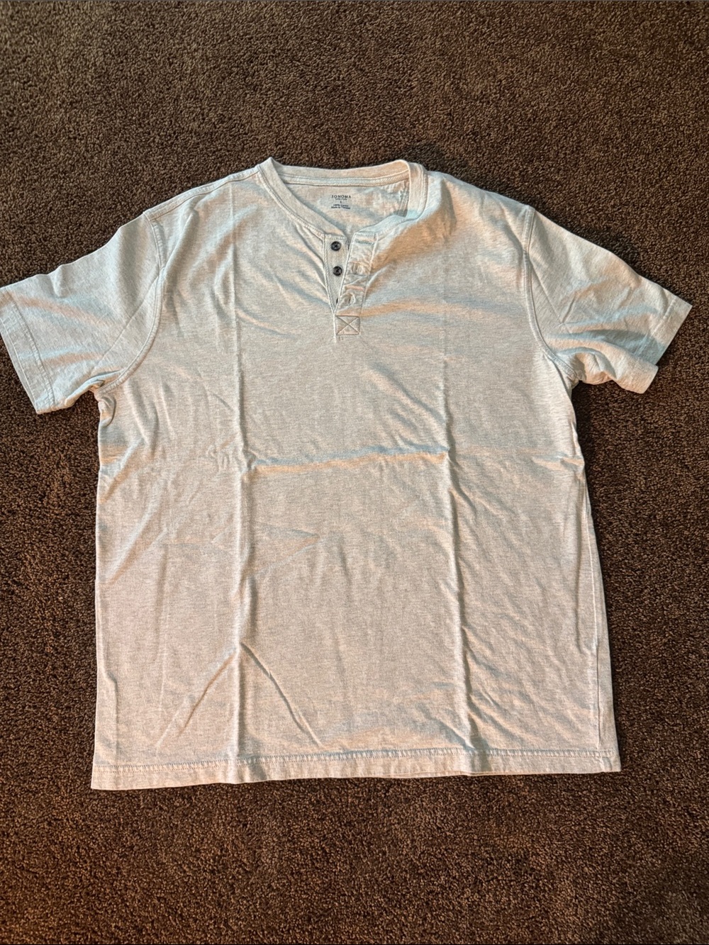 Sonoma Light Gray Short-Sleeve Henley Shirt